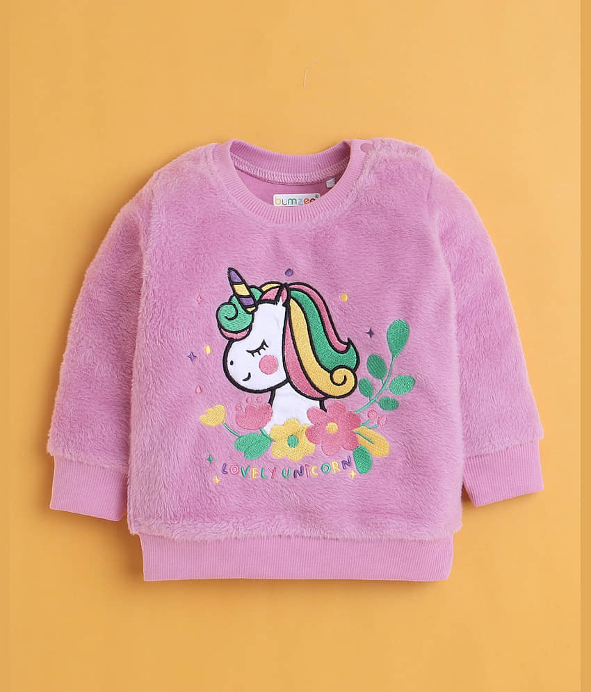 BUMZEE Pack of 1 Baby Girls Cotton Sweatshirt & Joggers ( Purple ) view 2
