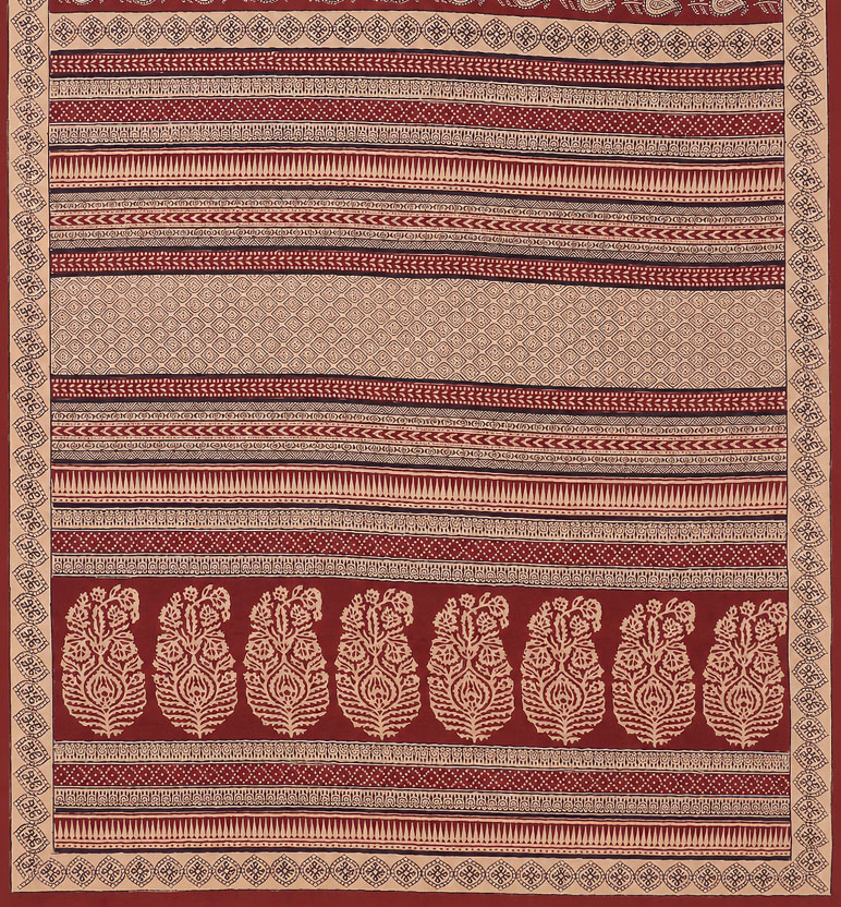 Hand Block Printed Bagh Kosa Silk Saree view 2