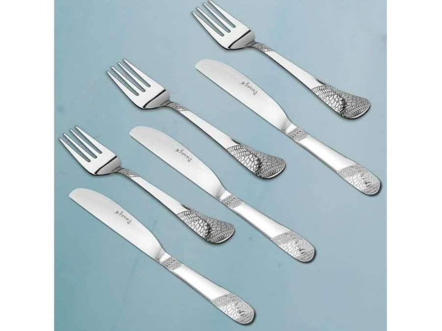 Parage 6 Pieces Premium Stainless Steel 3mm Thick Dinner/Butter Knife & Table Fork for Home & Kitchen, Luxury Dining Tableware Gift, Imperial Desgin view 2