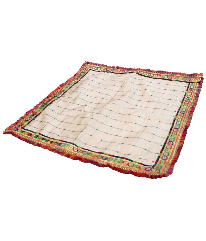 Asan Chowki with Emboidery - White view 2