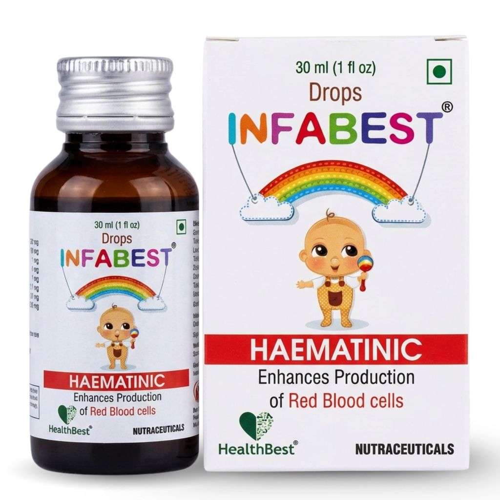 HealthBest Infabest Hematinic (Iron) Drops for Toddlers | Red Blood Cells | Iron, Zinc | Mixed Fruit Flavor - 30ml