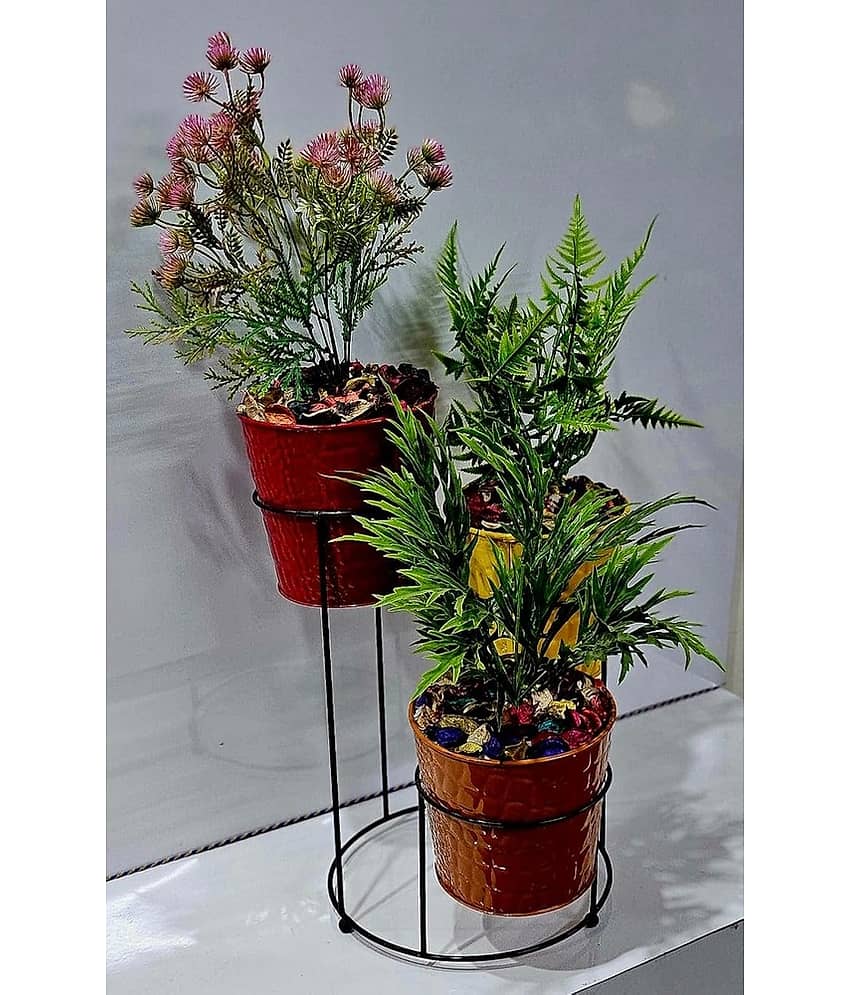 R.R.V. International - Multicolor Rose Artificial Flowers With Pot ( Pack of 1 ) view 2