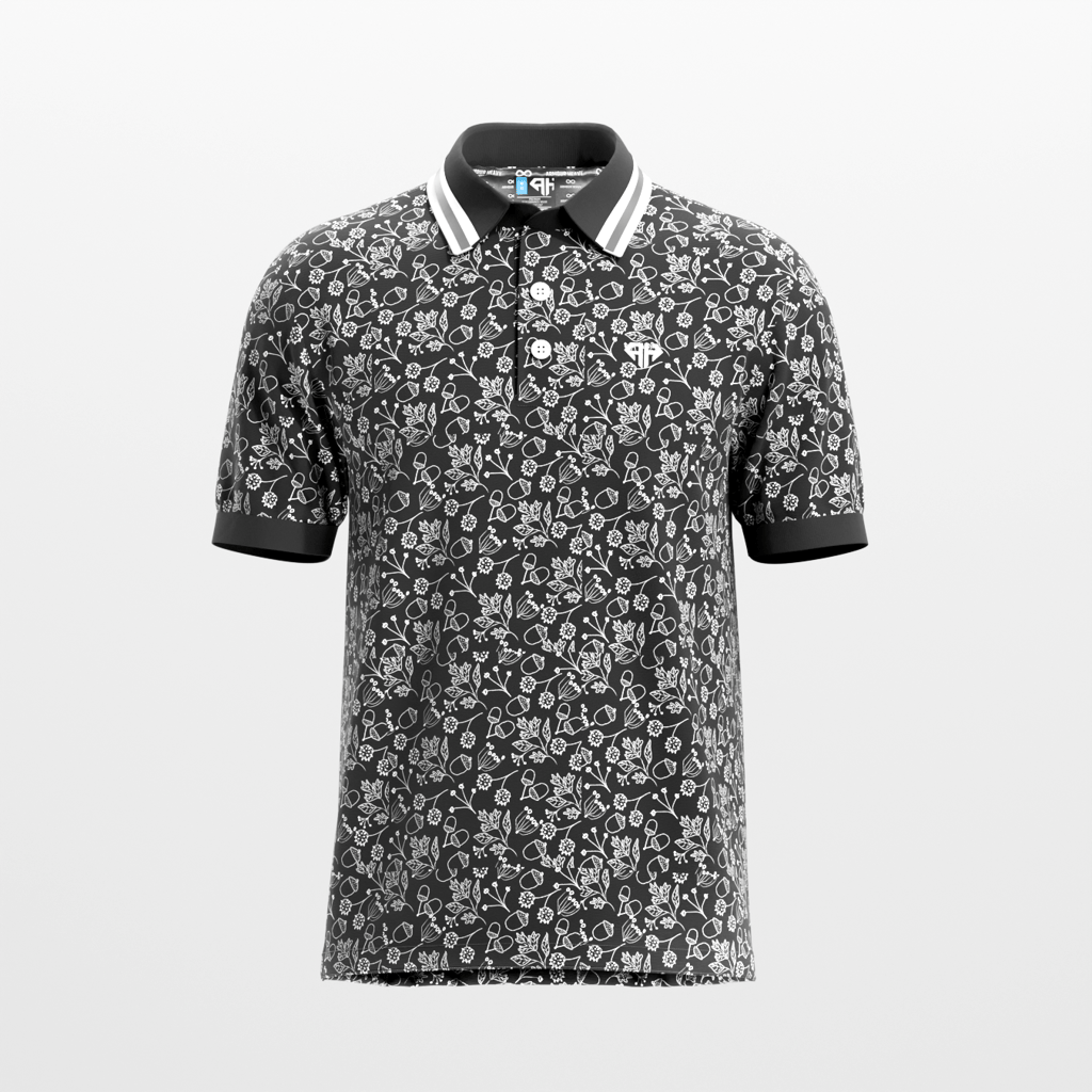 AH Black Botanical Haze Golf Polo view 2