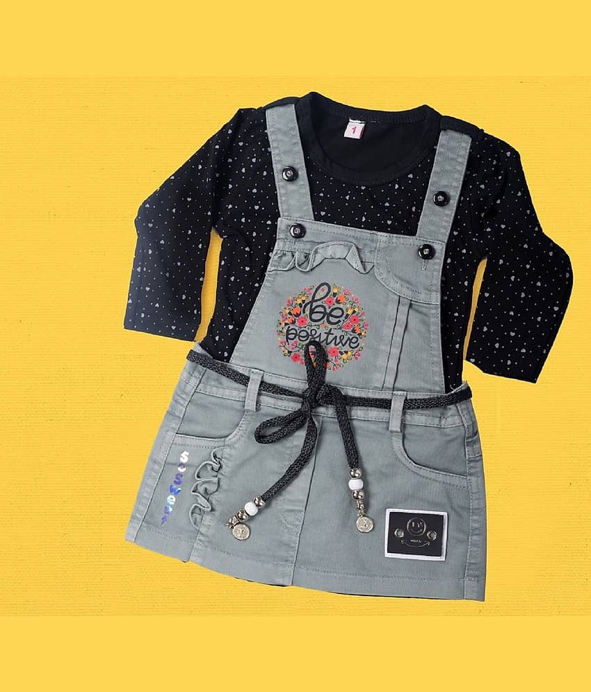Bublee Dublee Pack of 1 Baby Girls Hosiery Dungarees ( Black )
