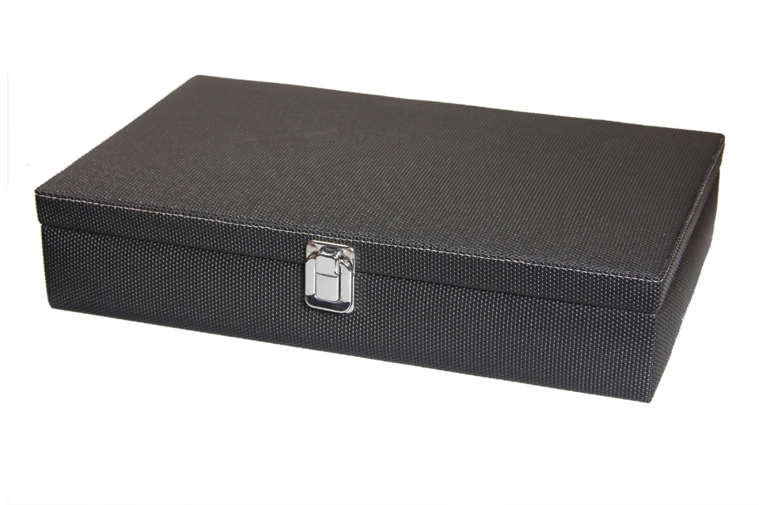 Sukeshcraft 12 Slot Premium Watch Box for Men, Grain pu with Grey Velvet Interior, Lockable Watch Organizer Case view 2