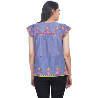 Cotton Printed Top (Blue) (32) view 2
