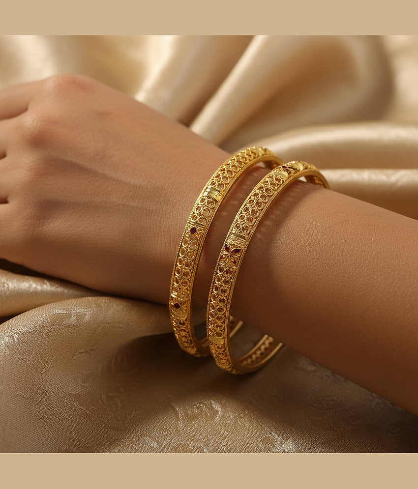 VIVASTRI Gold Bangle Set ( Pack of 4 ) view 2