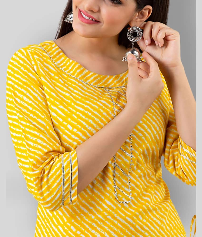 Lee Moda - Yellow Cotton Blend Women's Straight Kurti view 2