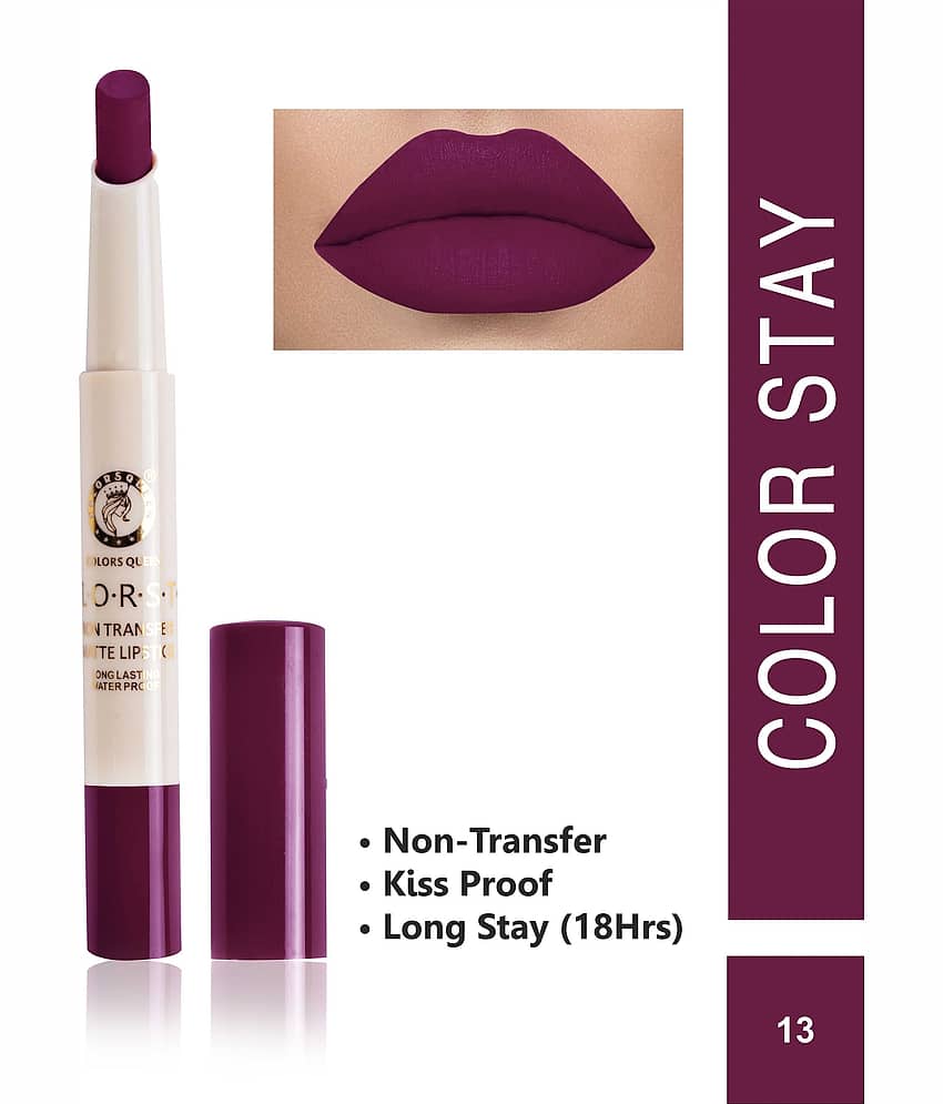 Colors Queen Kiss Proof Matte Lipstick Wine Pack of 2 2.1 g view 2