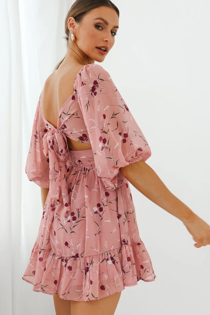 Elchic Floral Print Off-Shoulder Mini Georgette Dress view 2