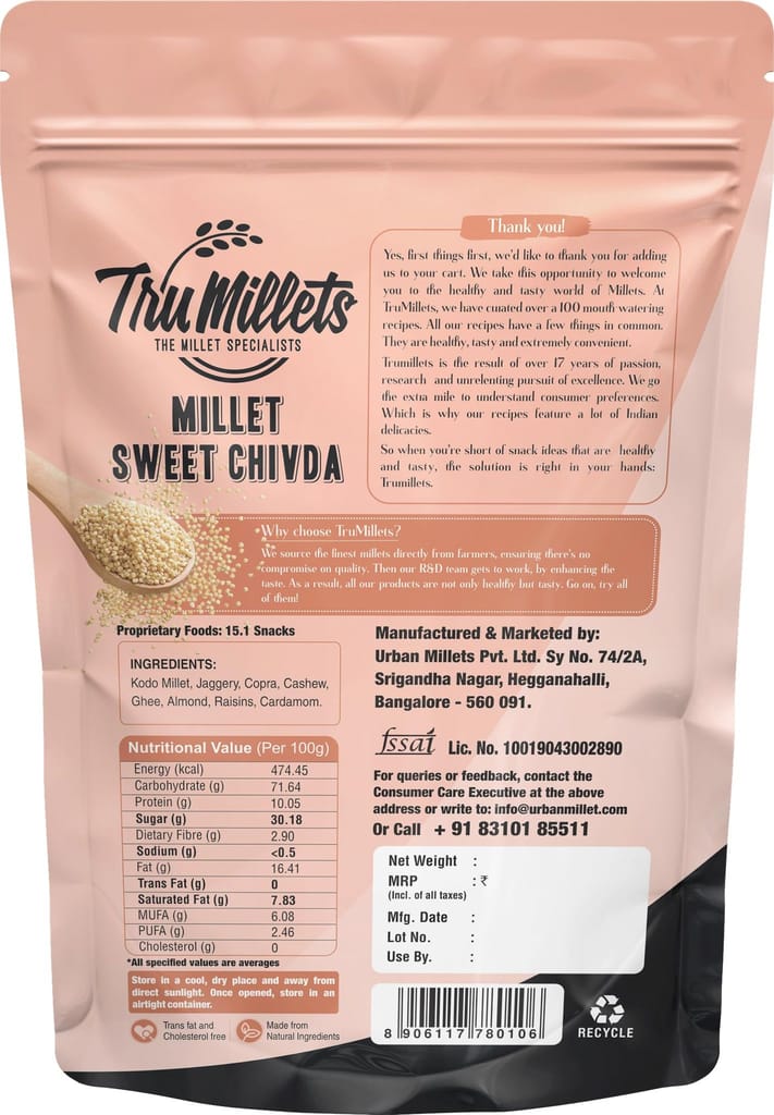 Trumillets | Healthy Millet Snacks | Mixture Combo | Sweet Chivda 125g and Khara Chivda 125g view 2