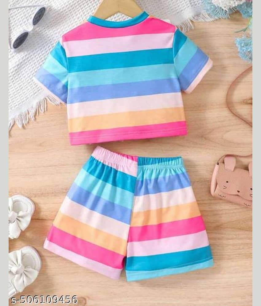 ODIMENT Pack of 1 Girls Cotton Blend T-shirt & Shorts ( Multicolor ) view 2