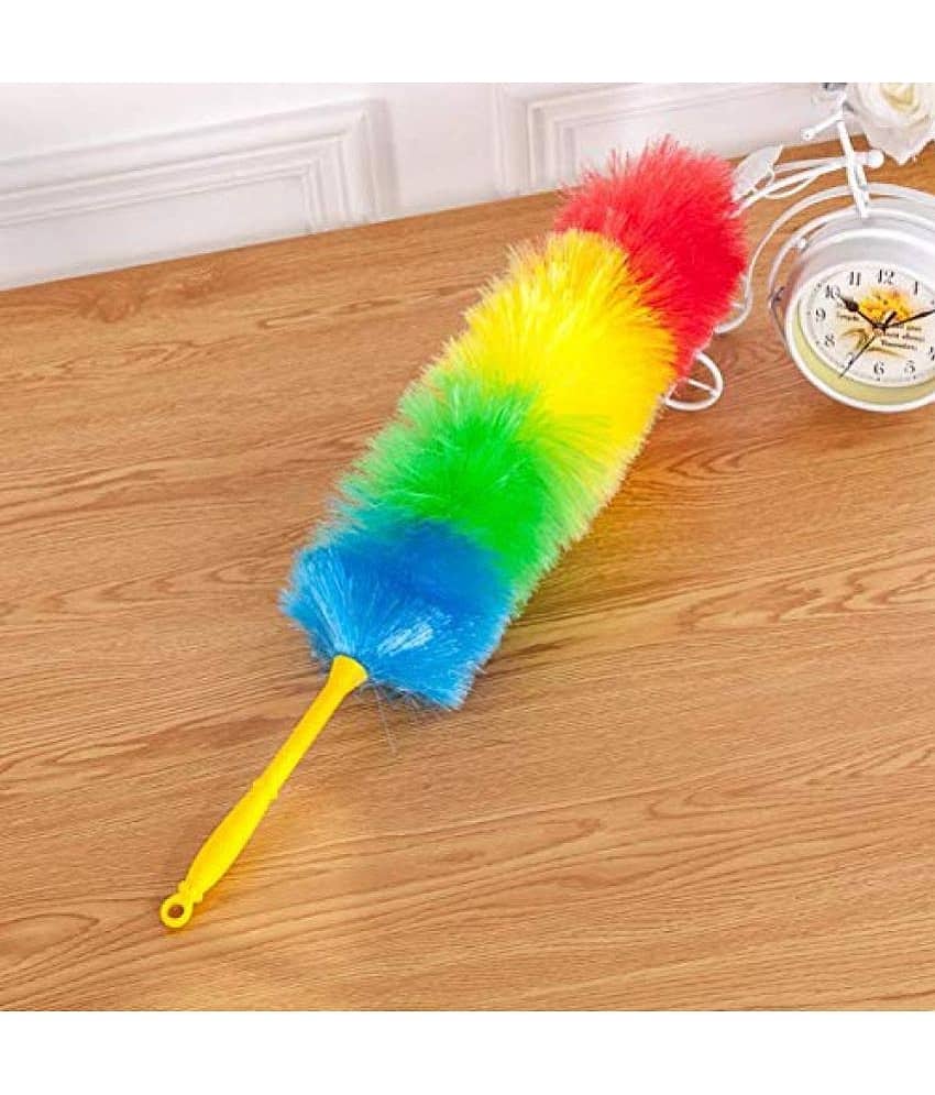 INGENS COMBO OF Multipurpose Multicolour Neon Plastic & Microfiber PP Static Duster for Glass, Fan, AC AND CarMotorcycle/Cycle Chain Cleaner Duster (Blue)