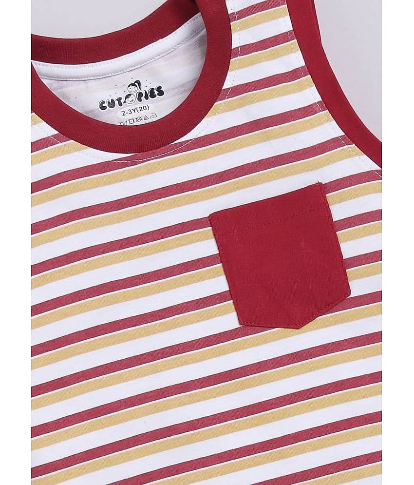 CUTOPIES Pack of 1 Boys Cotton Blend T-Shirt & Shorts Set ( Maroon ) view 2