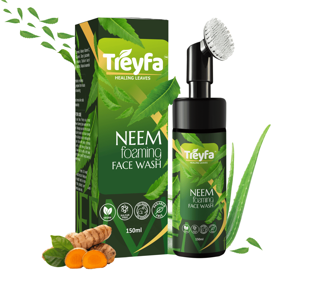 Treyfa Neem foaming face wash for deep exfoliation, dirt removal and nourishment