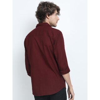 Baleshwar Men Maroon Solid Slim Fit Casual Shirt (Pack of Shirt) view 2