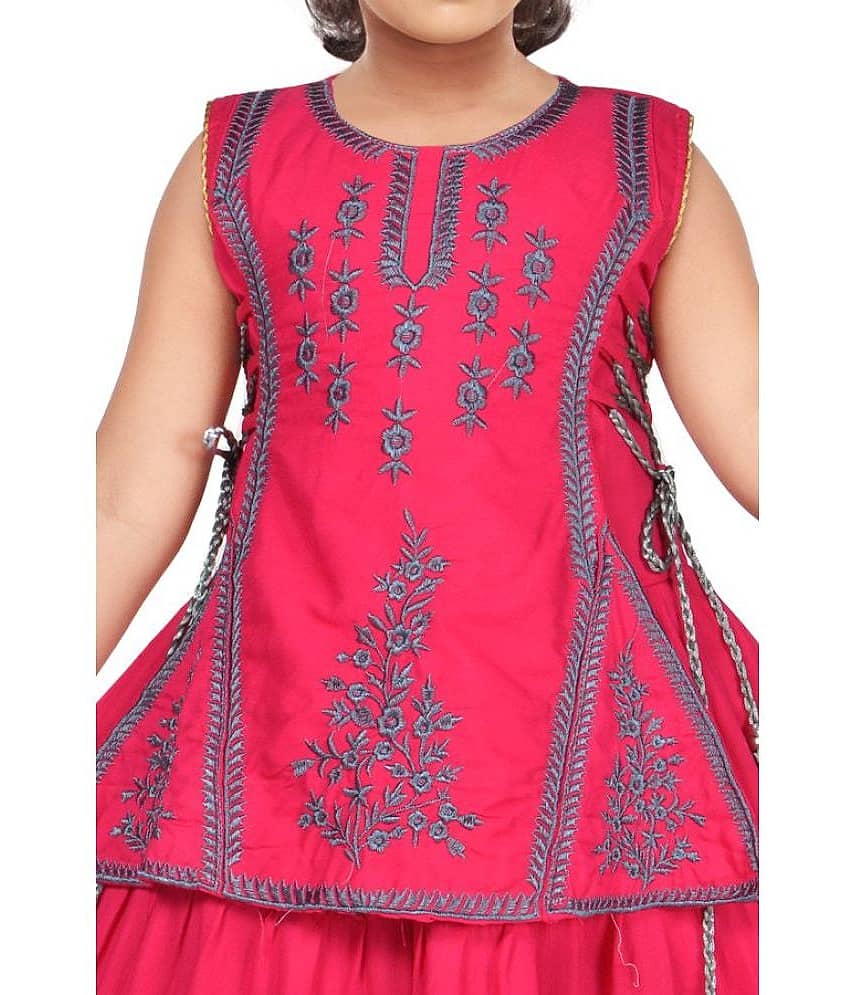 M.MONGELA DRESSES Cotton Blend Fit And Flare Dress For Girls ( Pack of 1 , Pink ) view 2