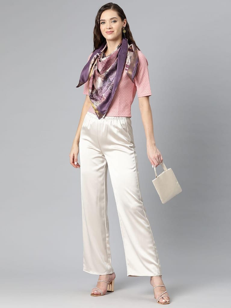 Women's Soft Silk Printed Scarves With Gold Zari view 2