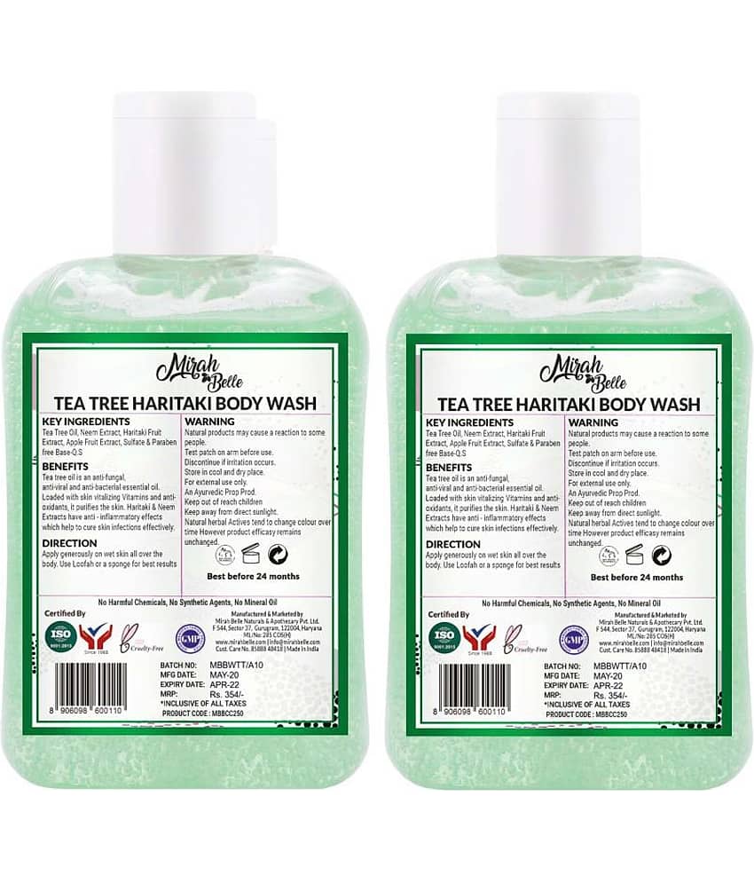 Mirah Belle Organic Tea Tree Anti Acne For Healing Acne, Pimples, SLS, Paraben, GMO Body Wash 250 mL Pack of 2 view 2