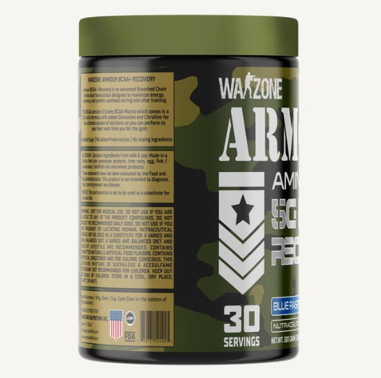 Warzone Nutrition I Armour I Amino Acid I 5C BCAA+ Recovery I Nutraceutical I Blue Raspberry I 30 Serving I 300 GM view 2