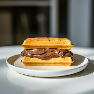 Sandwich Waffle Nutella Dipped