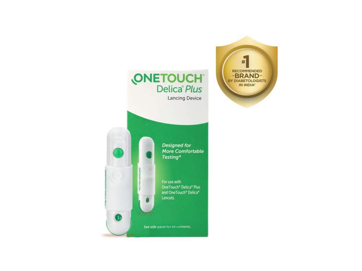 OneTouch Delica Plus Lancing Device, For Virtually Pain Free Blood Glucose Testing, Silicone Coated Fine (30G) Lancets for Comfortable Testing