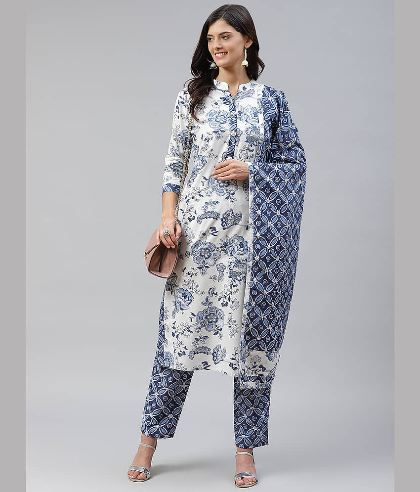 HIGHLIGHT FASHION EXPORT - Blue Straight Cotton Women's Stitched Salwar Suit ( Pack of 1 ) view 2