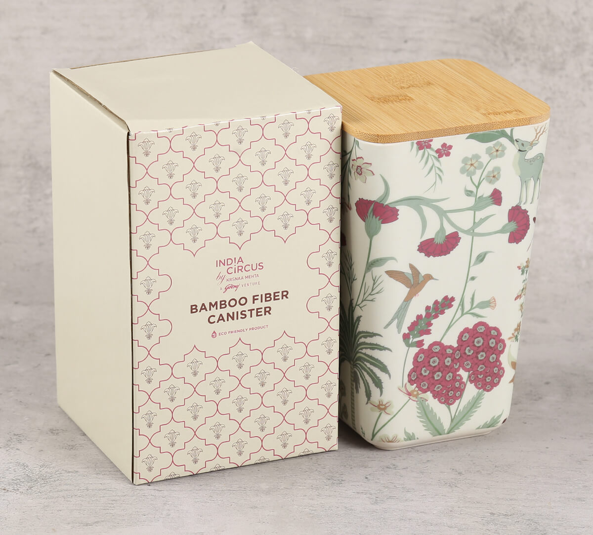 India Circus Grey Floral Galore Medium Bamboo Jar view 2
