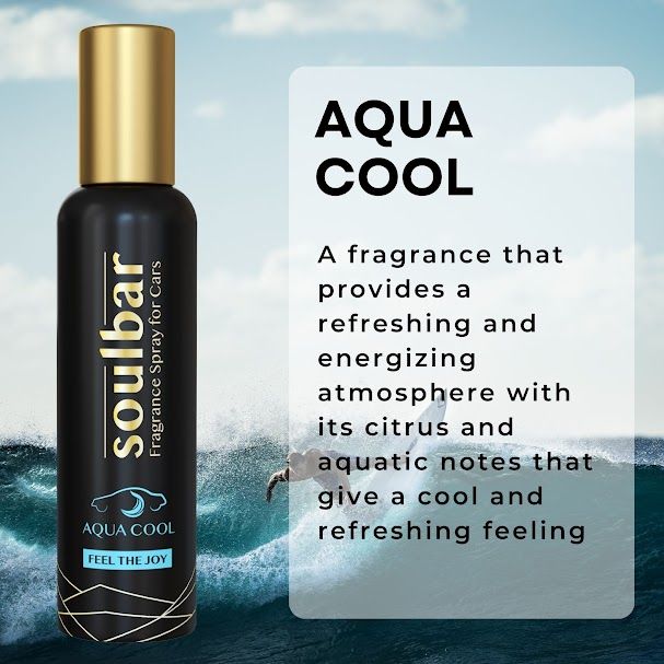 SOULBAR Luxury Car Freshener Spray - Aqua Cool + Black Crystal, 80 ml Each - Pack of 2, Free Perfume Dangler view 2