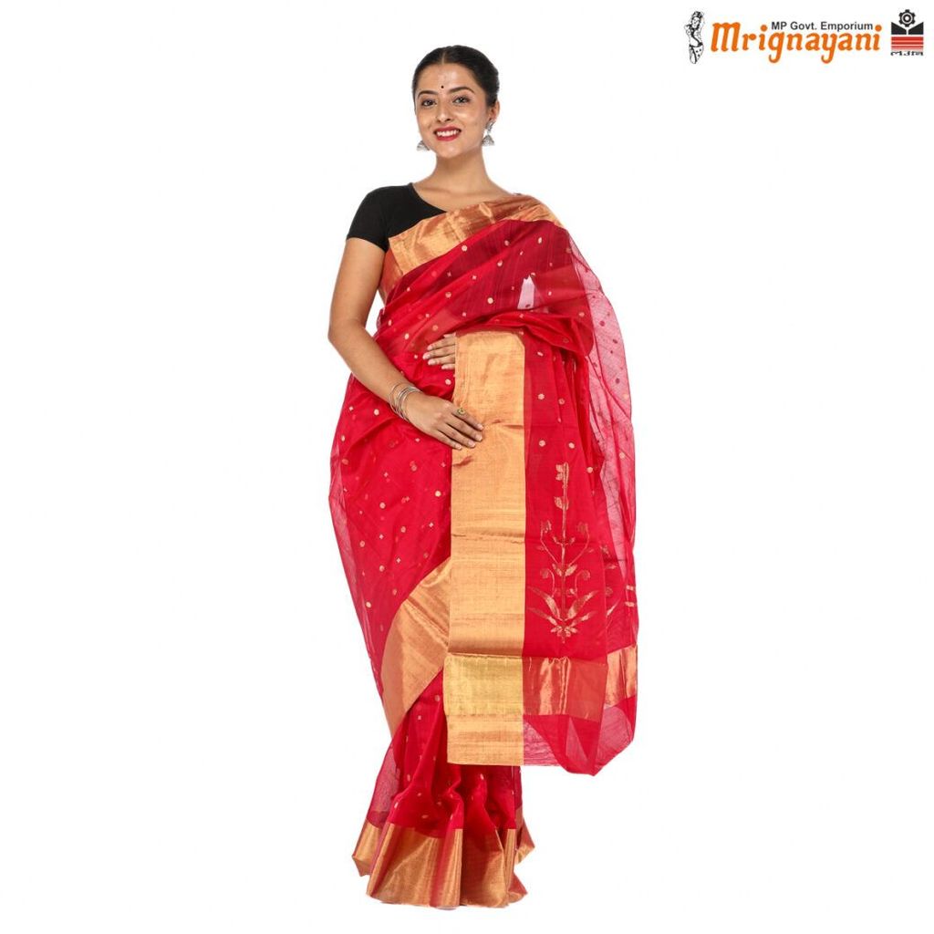 HANDLOOM CHANDERI SILK SAREE WITH BLOUSE (SKU - 1SC104310522, SAREE - 1028) view 2