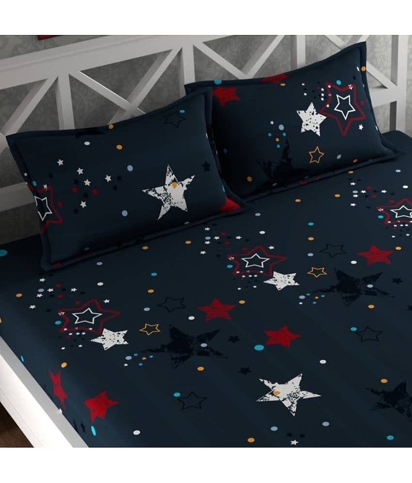 CG HOMES Microfiber 1 Double Bedsheet with 2 Pillow Covers ( Navy ) view 2
