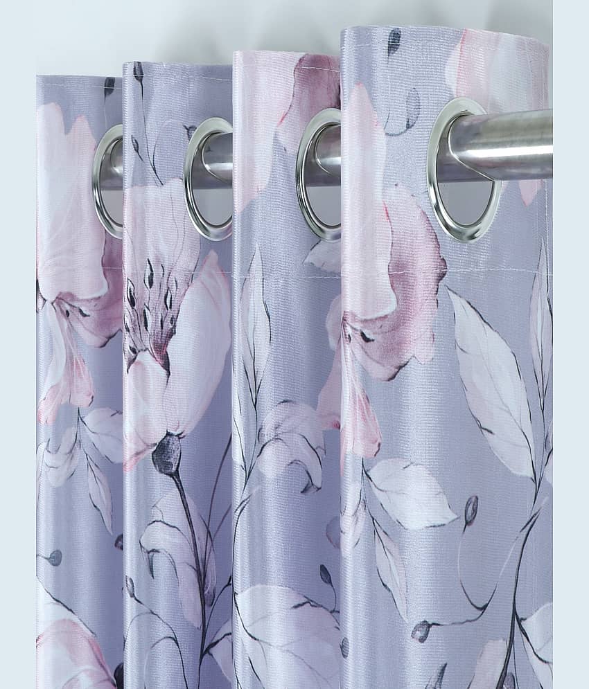 BELLA TRUE - Set of 2 Door Digital Printed Semi-Transparent Eyelet Polyester Gray Curtains ( 212 x 120 cm ) view 2