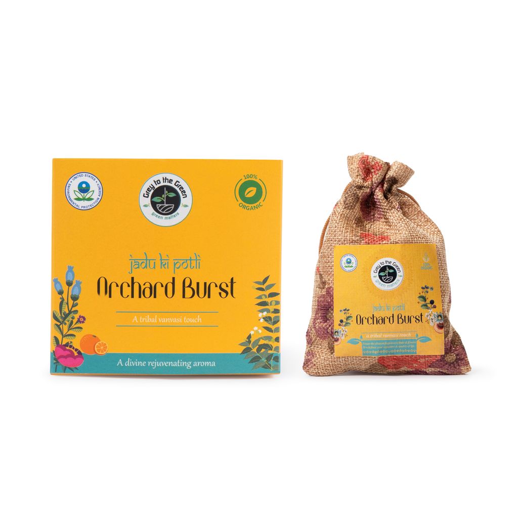 Orchard Burst - Rejuvenate aroma of wild citrus Organic | Car Freshener | 60 Days Freshness | For Home, Kitchen, Office, washroom | Tribal Western Ghats | US-EPA registered | 30 Grams