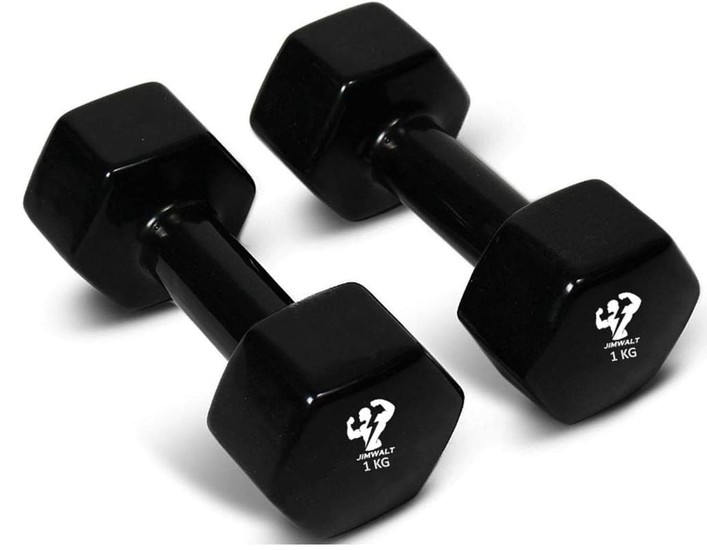 JIMWALT The Indian Made Premium Half Coating Vinyl Fixed Dumbbells - 0.5KG to 10KG (Black, 1+1=2) view 2