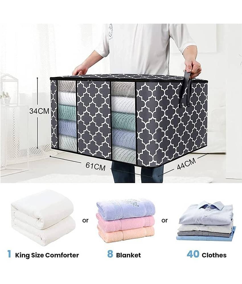 House of Quirk Large Blanket Clothes Organization and Storage Containers for Bedding, Comforters, Foldable Organizer with Window, Sturdy Zippers view 2