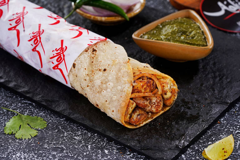 Paneer tikka rumali roll