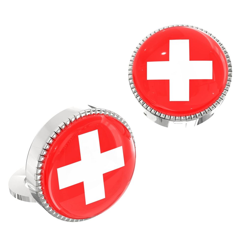 The Smart Buttons - Shirt Button Cover Cufflinks for Men - Switzerland Flag Style view 2