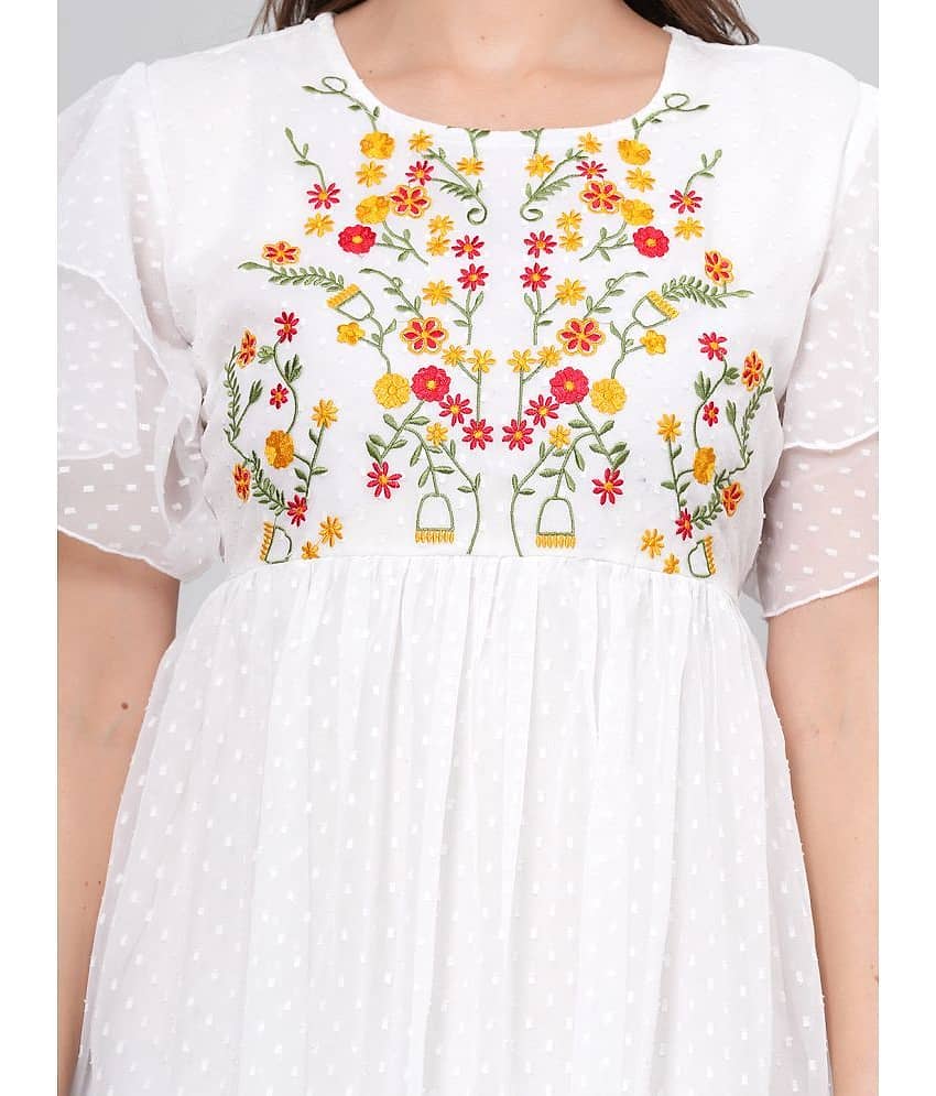 HIGHLIGHT FASHION EXPORT Women Crepe Printed Fit & Flare Dress ( Pink ) view 2
