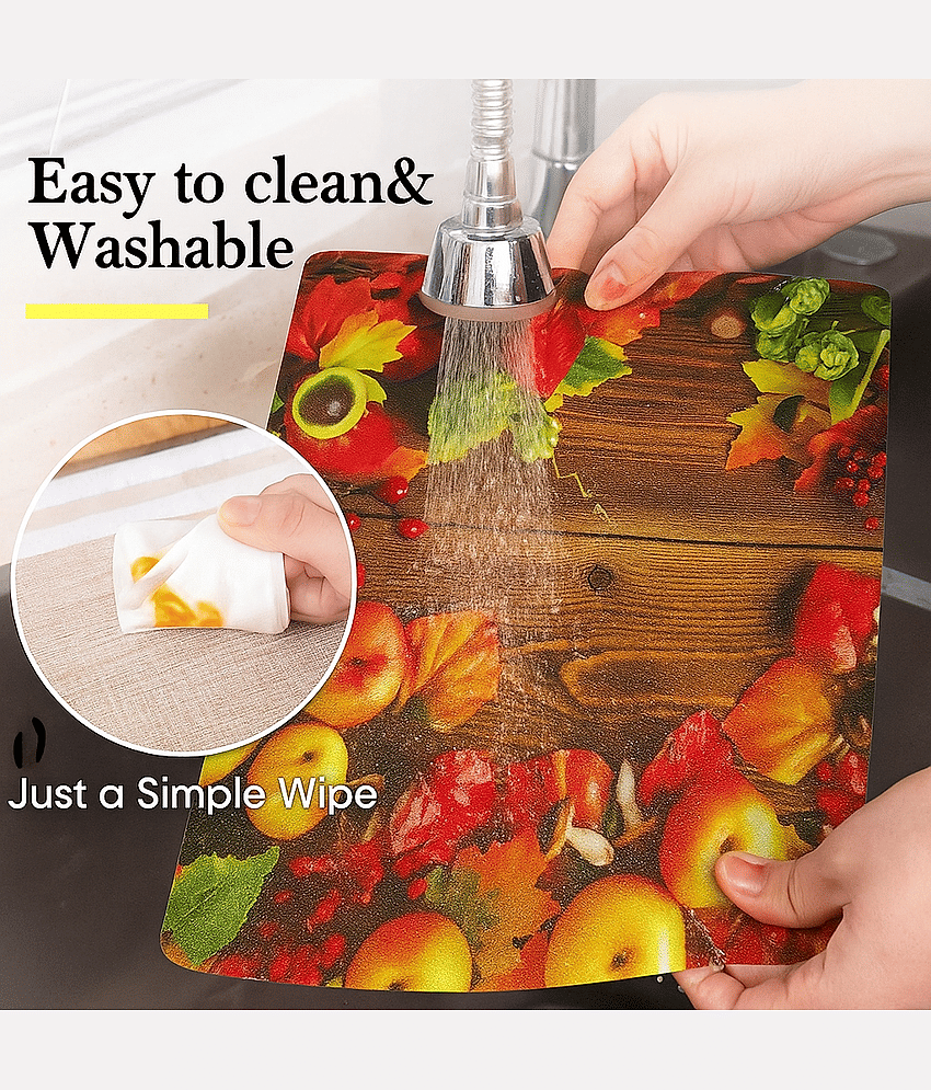 Revexo PVC Solid Fridge Mats ( 40 30 ) Pack of 6 - Multicolor view 2