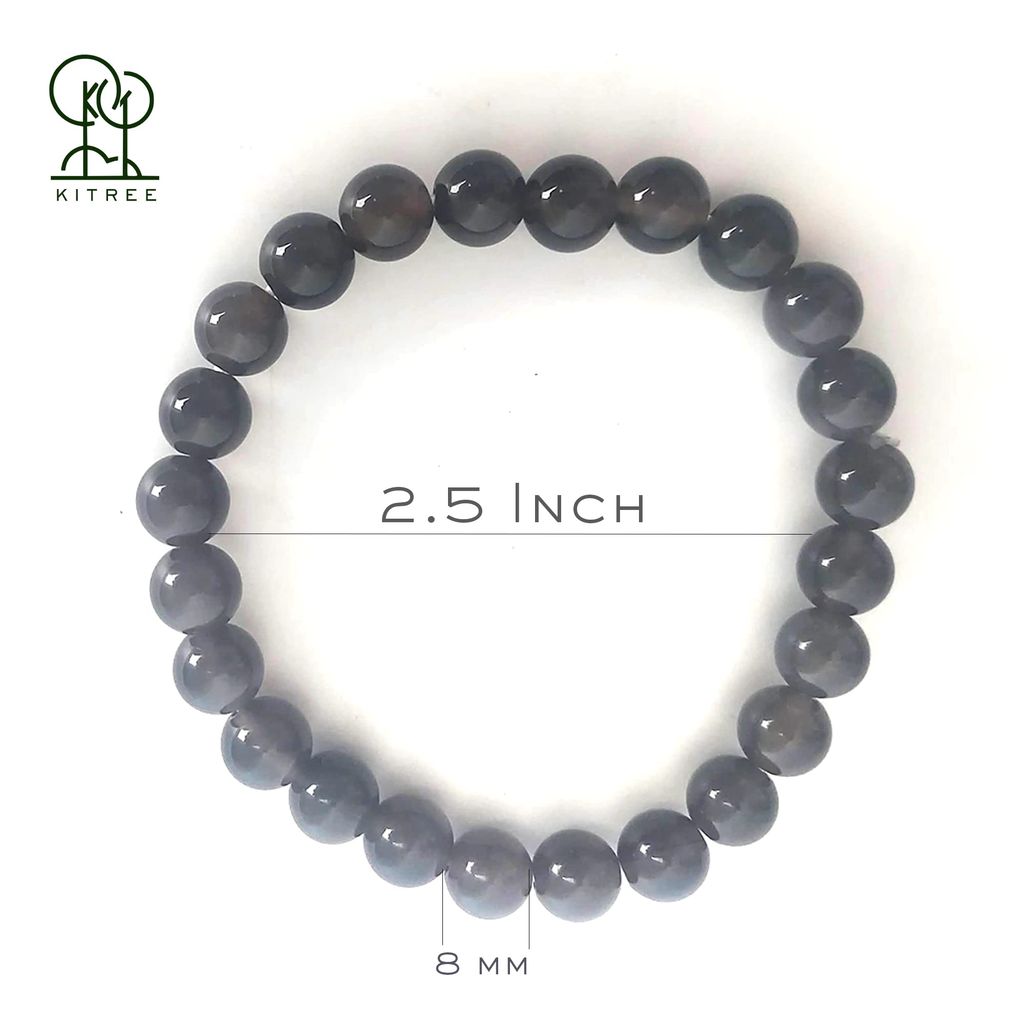 KITREE ENERGISED NATURAL BLACK OBSIDIAN CRYSTAL BRACELET FOR MENS AND WOMENS (COLOR BLACK) view 2