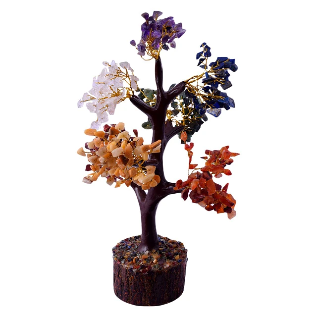 Seven Chakra Natural Stone Tree for Wealth, Health, Prosperity, Mental Peace, Vastu, Positive Energy and Reiki Healing with 500 Beads, Décor(KI_166) by Krishna Impex view 2