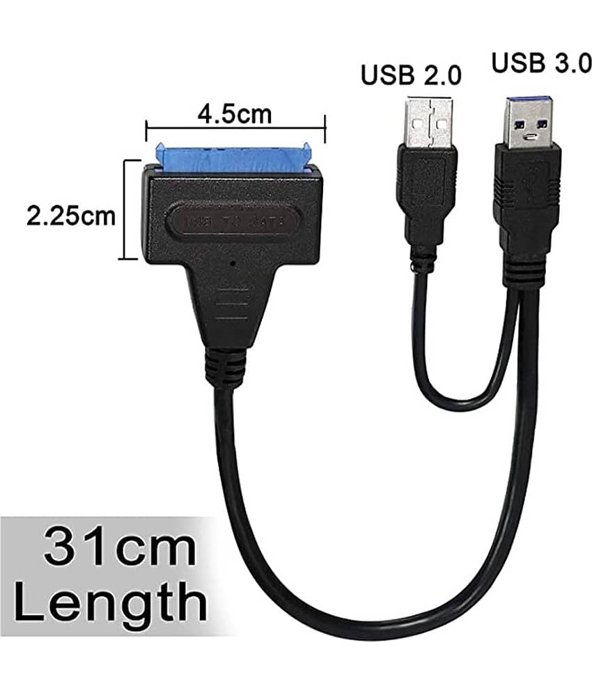 USB 3.0 To Sata Converter Cable for 2.5 Inch Hard Drive HDD SSD Laptop with UASP and USB Power Cable - Suitable for SSD - HDD view 2