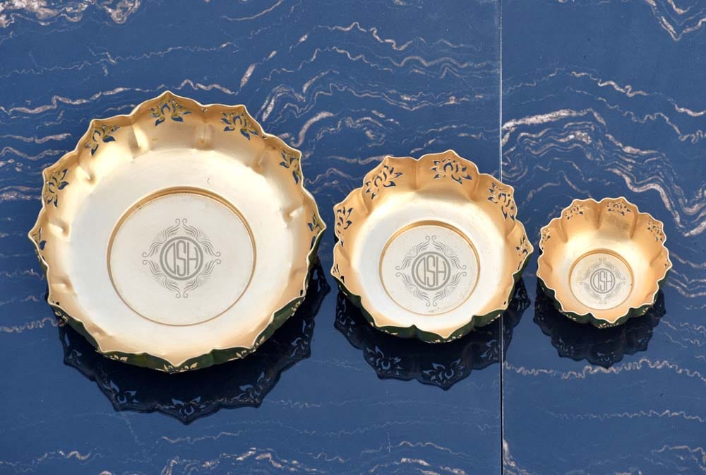 Meta Urli Bowl for Floating Flowers and Tea Light Candles Home Decor and Festival Decor Center Table Decoration.(Set Of-3) view 2