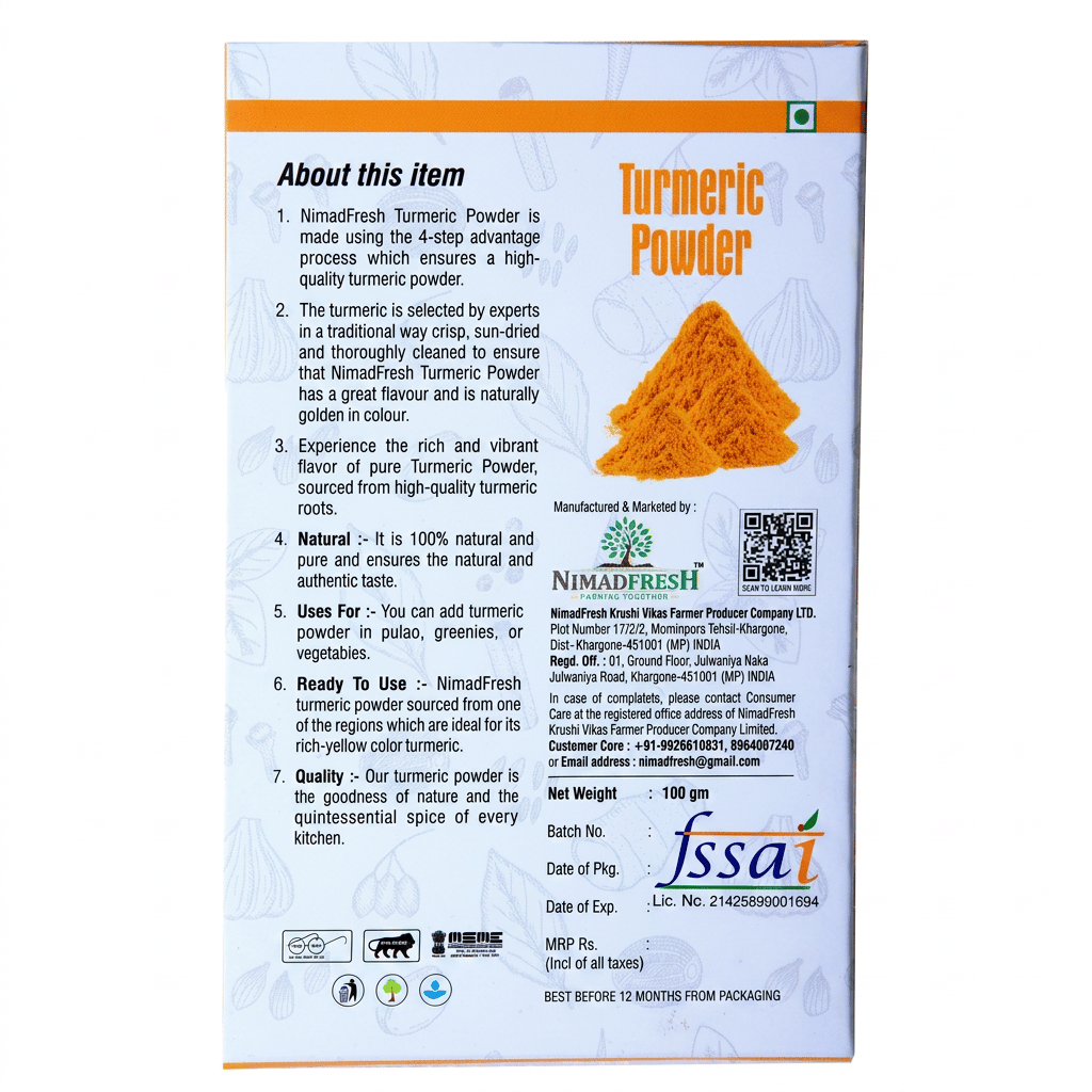Turmeric Powder (100% Natural) - Premium Quality Haldi - 100g view 2