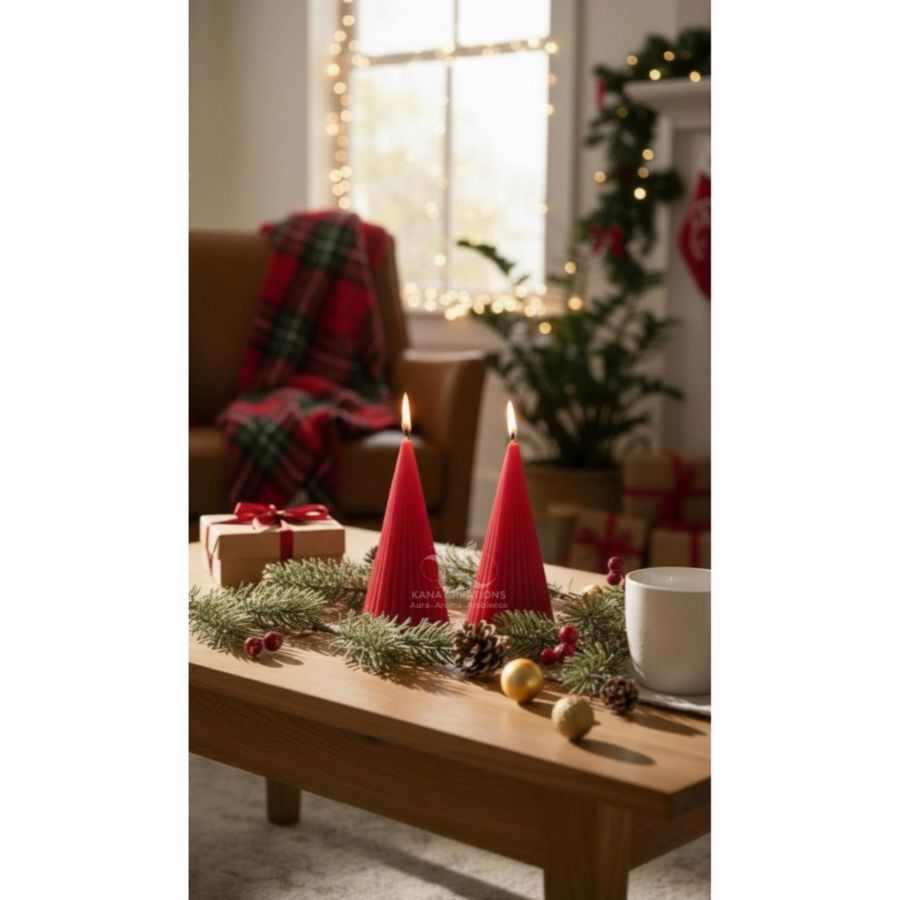 RIBBED STRIPPED CONE SOY CANDLES - PAIR view 2