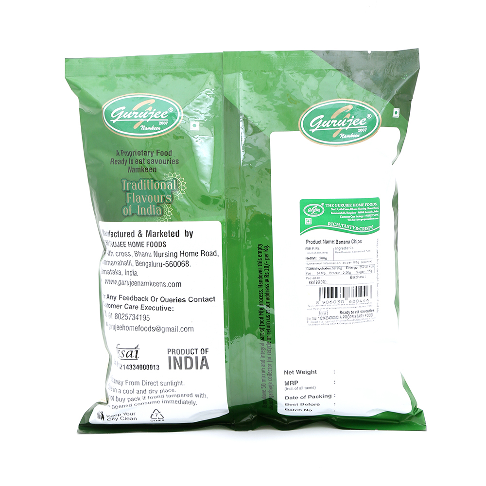 Gurujee Namkeen Banana Chips, 500 gm view 2
