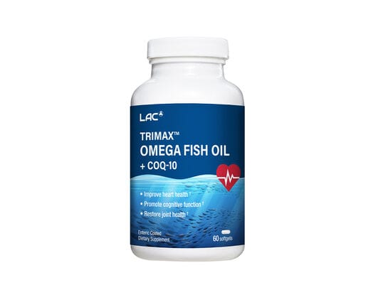 LAC OMEGAS & Fish Oil Trimax Omega Fish Oil + COQ-10 (60 enteric Coated softgels)