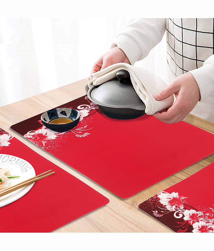 PVC Floral Rectangle Table Mats (45 cm x 30 cm) Pack of 6 - Brown view 2
