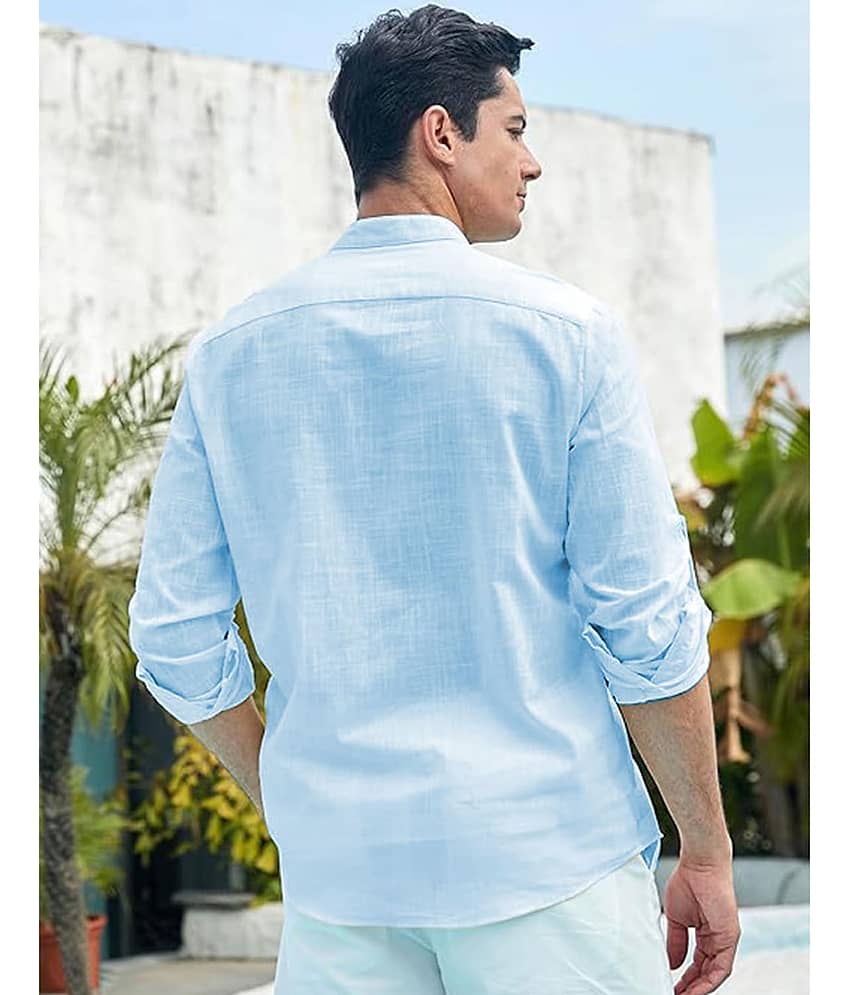 TrendiVastra Cotton Blend Plain Shirt Style Kurta For Men ( Sky Blue ) view 2