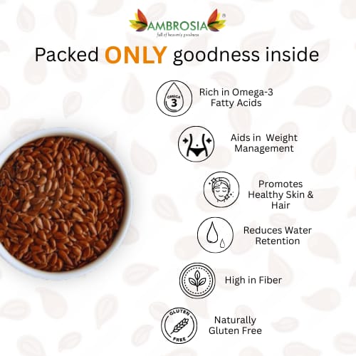 Ambrosia Raw Flax Seeds Pouch 250g | Alsi -Seeds for Weight Loss & Hair Growth (Pack of 1) Flax Seed view 2